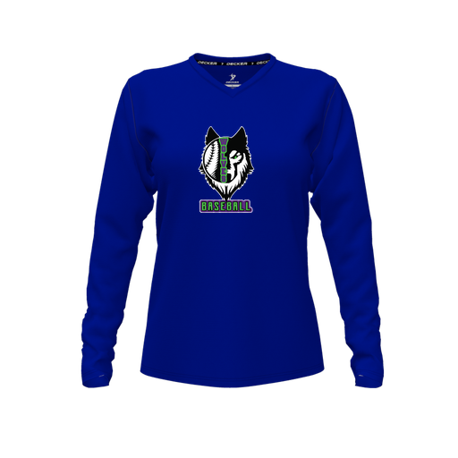[FTLVPTRY-FYXS-LOGO1] Decker Performance T-Shirt (Female Youth XS, Royal, V Neck, Logo 1, Long Sleeve)