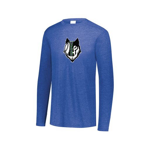 [3075.U55.XS-LOGO2] Decker Men's Tri-Blend T-Shirt - Long Sleeve (Adult XS, Royal, Logo 2)